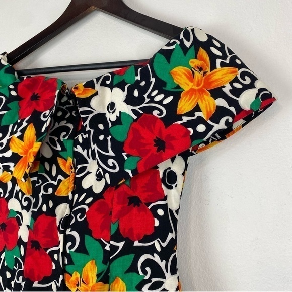 NU MODE Vintage Pin Up Style Floral Off The Shoulder Collar Dress Size 9/10 - Picture 8 of 15